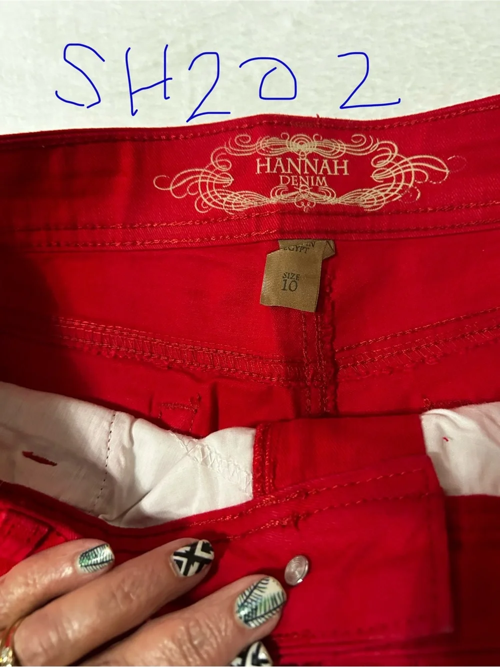 Women's Red Stretch Bermuda Shorts with bling